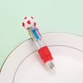 Multi-color soccer ball ballpoint pen with transparent barrel and red grip - Red Football Style