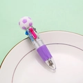 Purple multi-color football ballpoint pen with violet grip and soccer ball topper - Purple Soccer Style