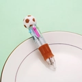 Cartoon soccer ball 4-color retractable ballpoint pen with soft brown anti-slip grip - Brown Soccer Style