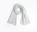 Écharpe tissée gris argenté pour femme avec détails de franges et texture sergé - Gris