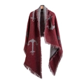 Thick knit winter scarf for women in deep red and grey with nautical anchor pattern - Burgundy