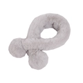 Light grey faux fur winter scarf for women featuring dual fluffy pom-poms in a cross style - 70x10cm / Light Gray