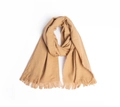 Écharpe classique à carreaux beige chameau avec franges douces et tissage sergé - Chameau