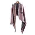Thick knit anchor scarf in dusty pink and dark grey with fringed edges - Pink