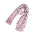 Plaid tassel scarf in pink and blue checkered patterns for autumn and winter warmth - Pink