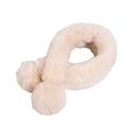 Elegant apricot faux fur scarf for women featuring soft fluffy double pompom accents - 70x10cm / Beige