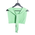 Mint green knitted faux collar shawl with tie front design and ribbed cuffs detail - Green / 80-100cm