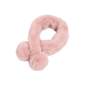 Pink faux fur winter scarf featuring a crossover design and plush decorative pom-poms - 70x10cm / Pink