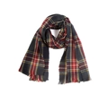 Écharpe classique à carreaux pour femmes aux motifs bleus, rouges, jaunes et franges - Rouge Marine