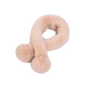 Soft faux fur winter scarf for women in pale pink color with cute pompom decorations - 70x10cm / Apricot