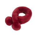 Burgundy faux rabbit fur scarf for women with fluffy pompom decorative balls - 70x10cm / Burgundy