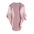 Poncho in maglia sfumata rosa e viola con trama ondulata e bordi con frange - Rosa