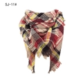 Classic red and black plaid tartan shawl with fringe details and yellow stripes - Black Jujube Red Plaid (SJ-11#)