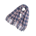 Pink and navy blue plaid scarf with classic fringe detail for winter warmth - 6# Navy Pink