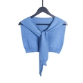 Scialle finto colletto in maglia blu lago con lacci e bordi a costine per donna - Blu / 80-100cm
