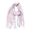 Écharpe à carreaux rose et gris clair avec de larges franges pour l'automne-hiver - Vieux rose