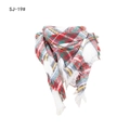 Classic red and green plaid triangle scarf with tassels in soft winter knit fabric - White Rainbow Plaid (SJ-19#)
