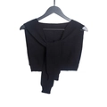 Women's black knitted false collar shawl wrap with ribbed edge detail on a hanger - One Size (80-100cm) / Black