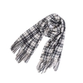 Thick autumn winter plaid scarf with fringe tassels in black white and camel brown - 8# Black