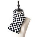 Sciarpa classica a maglia a scacchi bianchi e neri per uomo e donna in stile retrò - 150cm / Nero