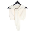 Cream knit sweater fake collar shawl accessory with ribbed edge detail for women - One Size (80-100cm) / Off-white