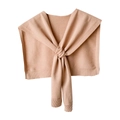Beige knitted shawl faux collar featuring a twist-knot design and ribbed texture edges - Camel (JH-X2)