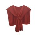 Women's burgundy red knitted shawl wrap in a stylish sweater tie shoulder design - 100*45cm / Orange Red
