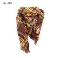 Classic plaid scarf featuring brown and orange Scottish check with fringed edges - Brown Plaid (SJ-02#)