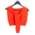 Vibrant orange knitted shawl faux collar with ribbed texture and front tie detail - One Size (80-100cm) / Orange