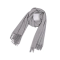 Écharpe d'automne-hiver classique grise avec tissu doux et bords à franges décoratives - Gris Moyen