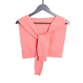 Coral pink knitted shawl collar wrap with elegant knot design for women outerwear - One Size (80-100cm) / Watermelon red