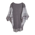 Châle en maille gris et blanc avec motifs géométriques et élégantes longues franges - 80-100cm / 05# Gris