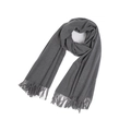 Écharpe d'hiver gris moyen pour femme en tissu doux avec finitions délicates à franges - Gris clair
