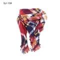 Plaid shawl scarf in red, navy, and yellow check pattern with soft brushed texture - Wine Red Plaid (SJ-10#)