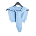 Light blue knitted decorative false collar shawl with front self-tie closure design - One Size (80-100cm) / Light Blue