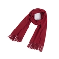 Écharpe longue femme rouge foncé classique avec franges en tissu doux premium - Bordeaux