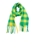 Écharpe à carreaux d'hiver avec motif vert et jaune et longues franges - Vert