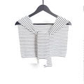 Classic black and white striped knitted shawl wrap for women with casual French style - One Size (80-100cm) / Striped White