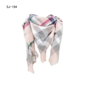 Pink and grey plaid scarf for women featuring soft fabric and classic fringe edges - Pink Grey Plaid (SJ-18#)