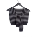 Women's knitted shawl in black and white stripes with ribbed edges for layering - One Size (80-100cm) / Striped Black
