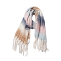 Winter langer Karo-Schal mit weichen Fransen und rosa-blauem Karomuster Verlauf - Hellblau