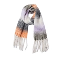 Polyester-Schal mit Farbverlauf in Orange und Lila und dicken Fransenquasten - Orange-Lila