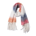 Schicker mehrfarbiger Schal mit Farbverlauf und langen Fransen in Orange, Rosa und Blau - Rot & Schwarz