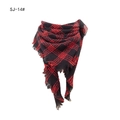 Plaid triangle scarf in red and black checkered pattern with tassel fringe edges - Black Red Plaid (SJ-14#)