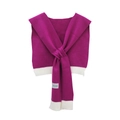 Purple knit shawl scarf with white contrast trim and minimalist fabric logo detail - 80-100cm / Rose Red