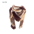 Women's plaid tassel shawl scarf in burgundy and brown lattice knit check pattern - Coffee Plaid (SJ-27#)