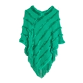 Chic green V-neck knitted shawl with fuzzy wavy textures and boho tassel trim - Tops / One Size (80-100cm) / Green