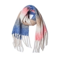 Blau-rosa Farbverlauf-Strickschal aus weichem Bouclé-Garn mit langen Fransenquasten - Navy Blau Rosa