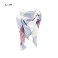 Plaid shawl scarf in light blue and dark red checkered pattern with soft fringe edges - Wine Red Blue Plaid (SJ-28#)