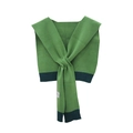 Grass green knitted false collar shawl with dark green ribbed trim and front twist knot - 80-100cm / Green
